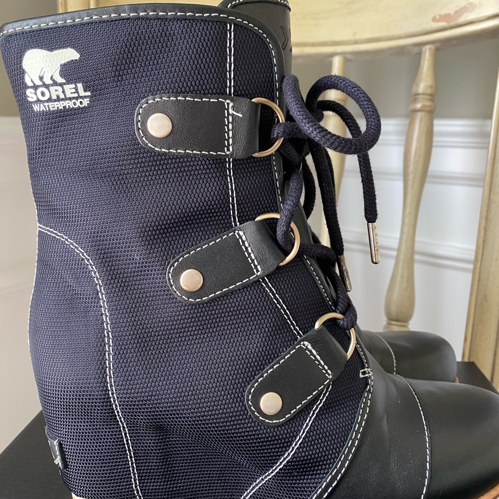 Sorel Joan of Arctic Wedge Mid X Celebration Black Waterproof Boots